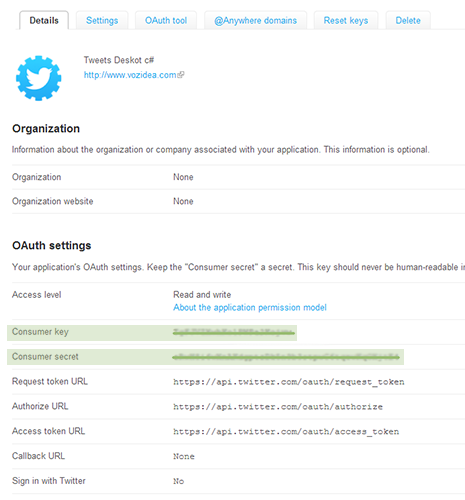 Twitter consumer key Twitter consumer key