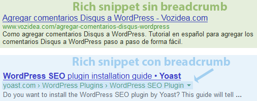 breadcrumb modifica google rich snippet