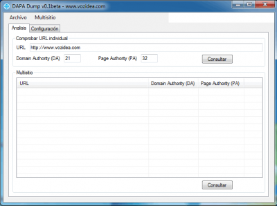DAPA Dump Domain Authority y Page Authority desktop checker