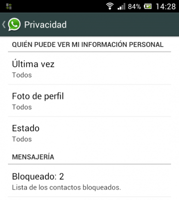 Nuevas opciones de privacidad Whatsapp para Android