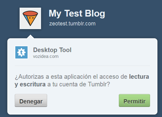 Tumblr autorizar aplicación