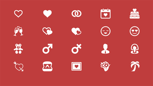 valentine day vector glyph free