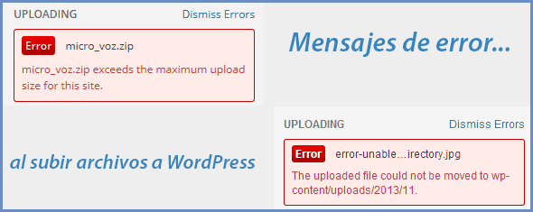 Problemas al subir archivos a WordPress