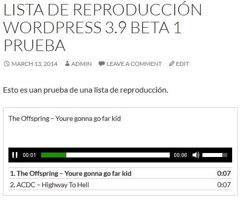 Listas de reproduccion WordPress 3.9