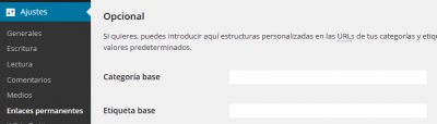 Ajustes enlaces permanentes WordPress