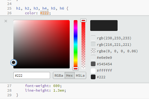 Brackets editor de color