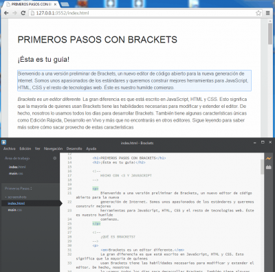 Brackets vista previa en vivo