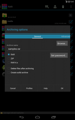 Interfaz de RAR para Android