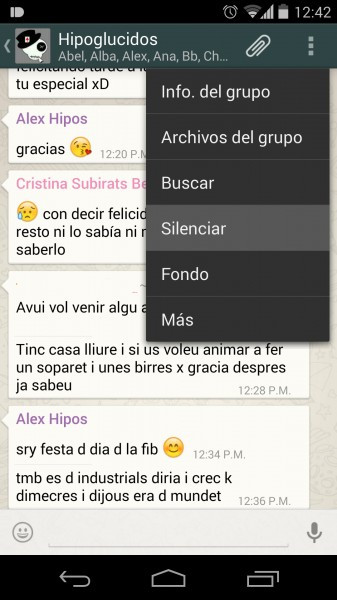 Silenciar notificaciones de grupo WhatsApp