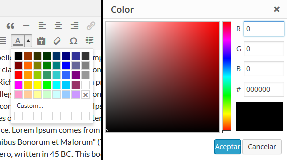 Color picker WordPress 4