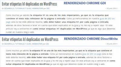 DirectWrite en Chrome para renderizado de fuentes