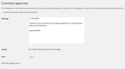 Plugin comment approved WordPress