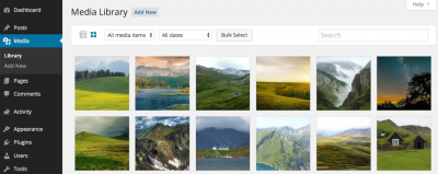 Nueva vista de rejilla en la libreria multimedia de WordPress 4