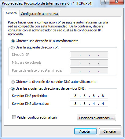 Configurar DNS de Google