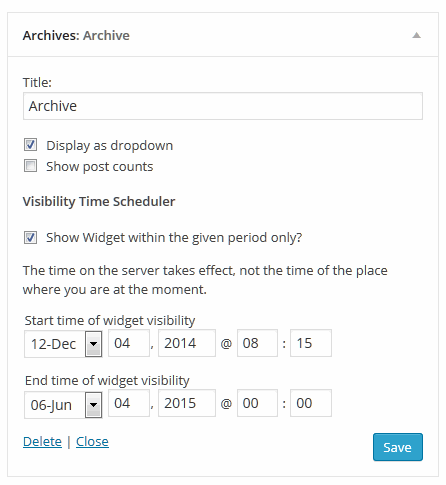 Widget Visibility Time Scheduler