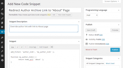 code snippets cpt editar entrada