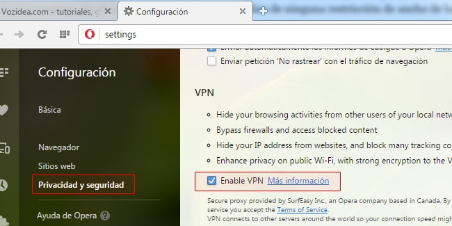 activar vpn en navegador opera