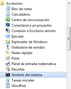 menú accesorios windows