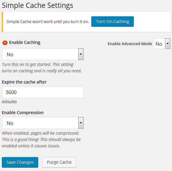 simple cache opciones
