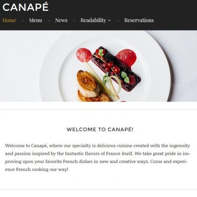 Canapé, un nuevo tema WordPress dirigido a restaurantes