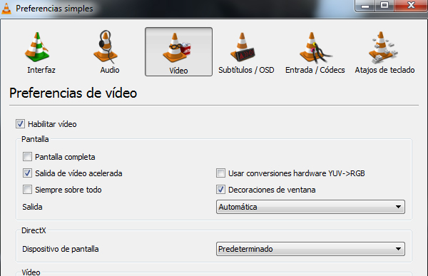 preferencias vlc reproductor