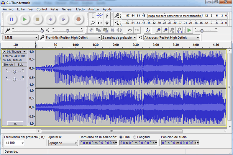 Audacity interfaz