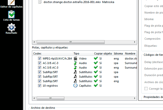 MKVToolNix pistas capitulos etiquetas