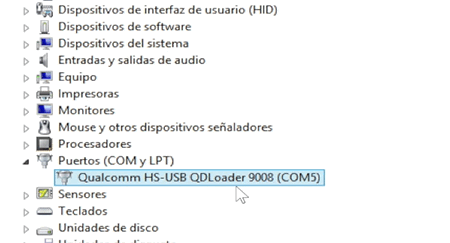 dispositivo redmi 4 puerto COM