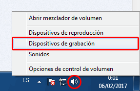 dispositivos de grabacion Windows