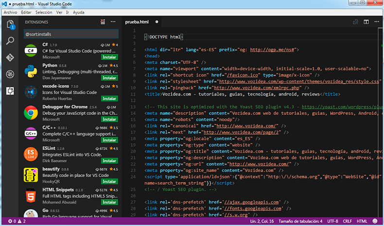 visual studio code interfaz