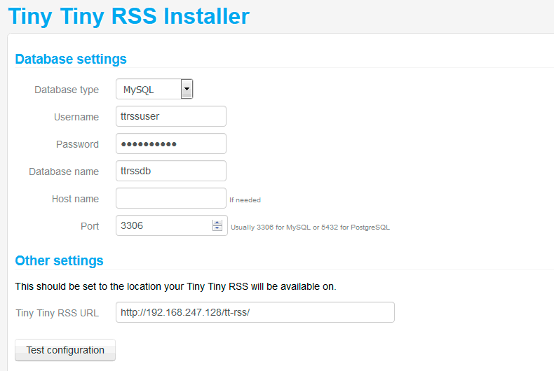 Instalador Tiny Tiny RSS