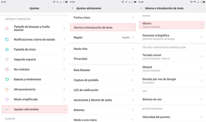 Cambiar idioma Xiaomi Redmi 4 MIUI
