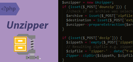 Unzipper, script PHP para comprimir y descomprimir ficheros zip, gz y rar