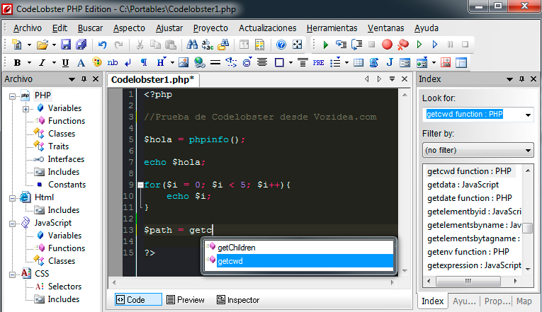 Codelobster, un IDE PHP potente y gratuito