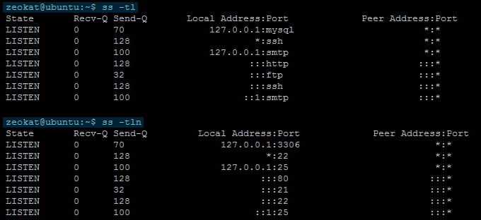 comando ss linux