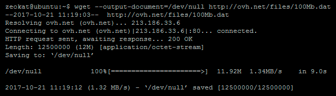 test de velocidad con wget desde la terminal