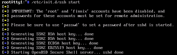 iniciar ssh finnix