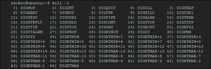 Señales del comando kill en Linux