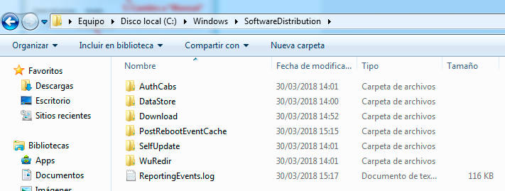 carpeta softwaredistribution windows
