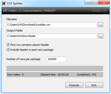 csv splitter vozidea