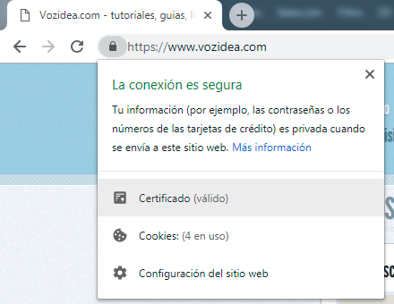 informacion certificado ssl chrome