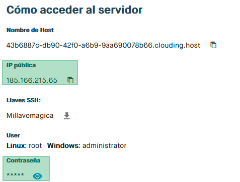 acceder a servidor clouding