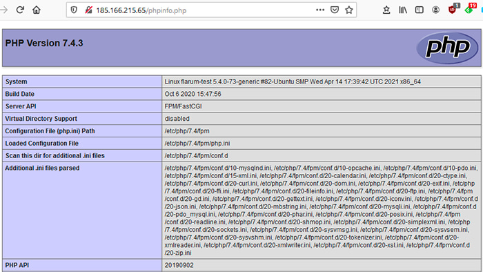 Probar apache y php con phpinfo