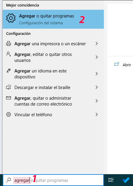 Agregar o quitar programas en Windows